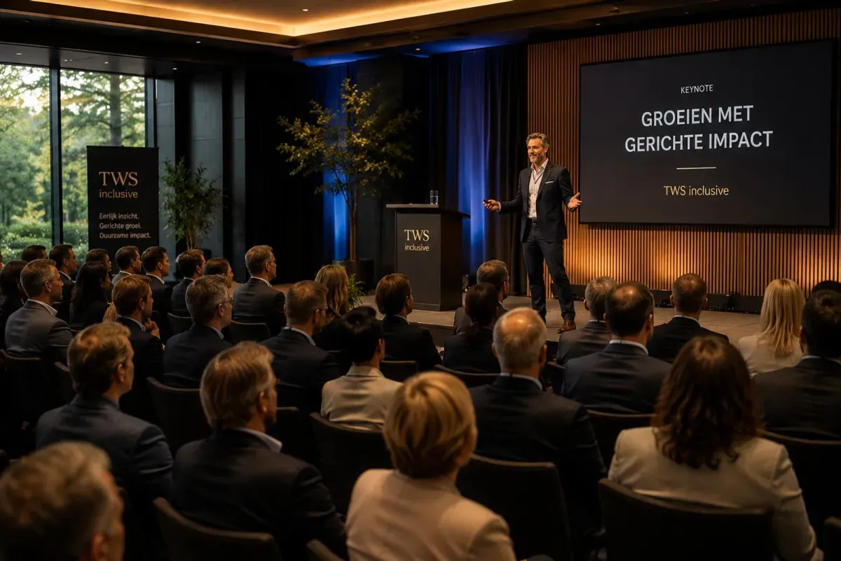 Zaal met deelnemers tijdens een keynote van TWS Inclusive