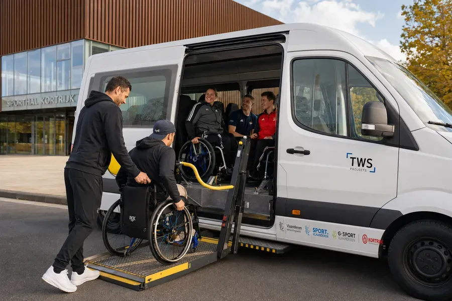 Aangepaste spelersbus van G-Sport Kortrijk